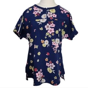 Heartsoul Shirt Scrub Medical Floral Navy Size M